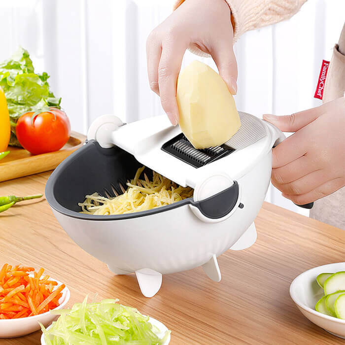 Multi-functional Rotate Vegetable Cutter With Drain Basket