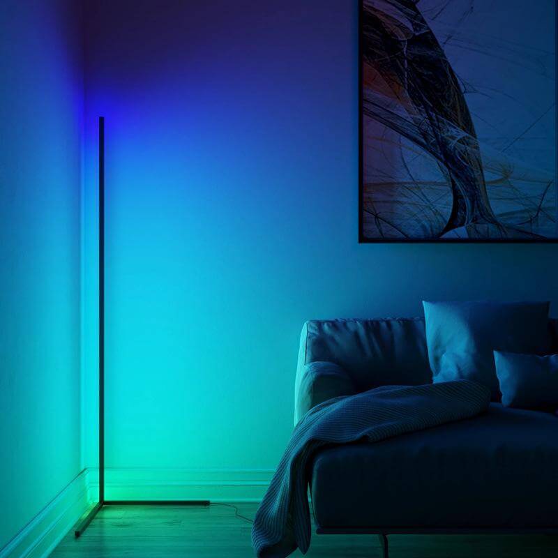 Multicolored LED corner floor lamp